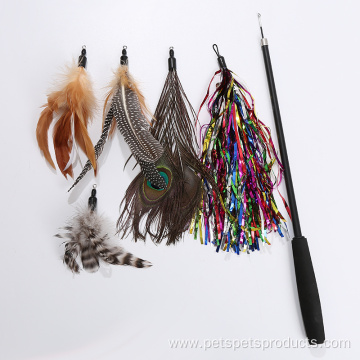 Cat Teaser Feather Toys Refill with Bells